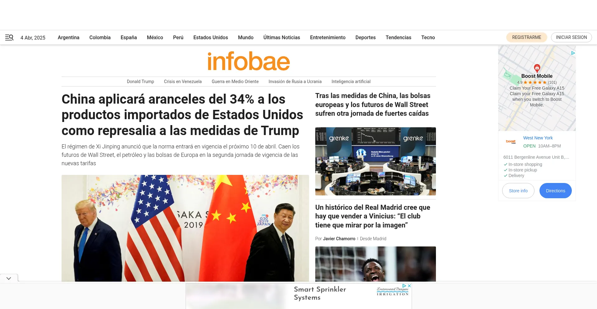 Website screenshot of Infobae.com