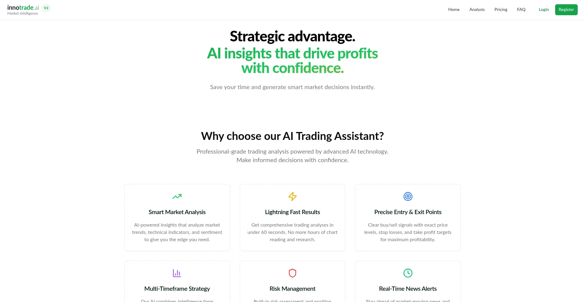 Website screenshot of Innotrade.ai