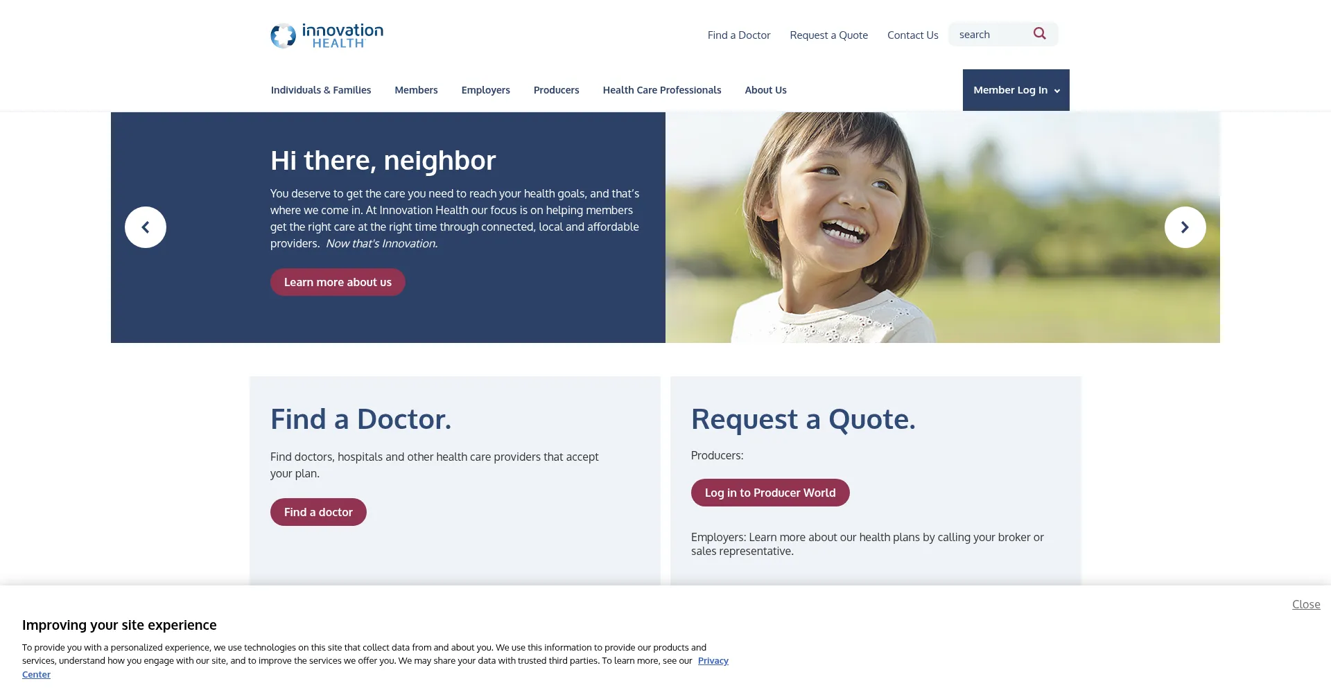 Website screenshot of Innovationhealth.com
