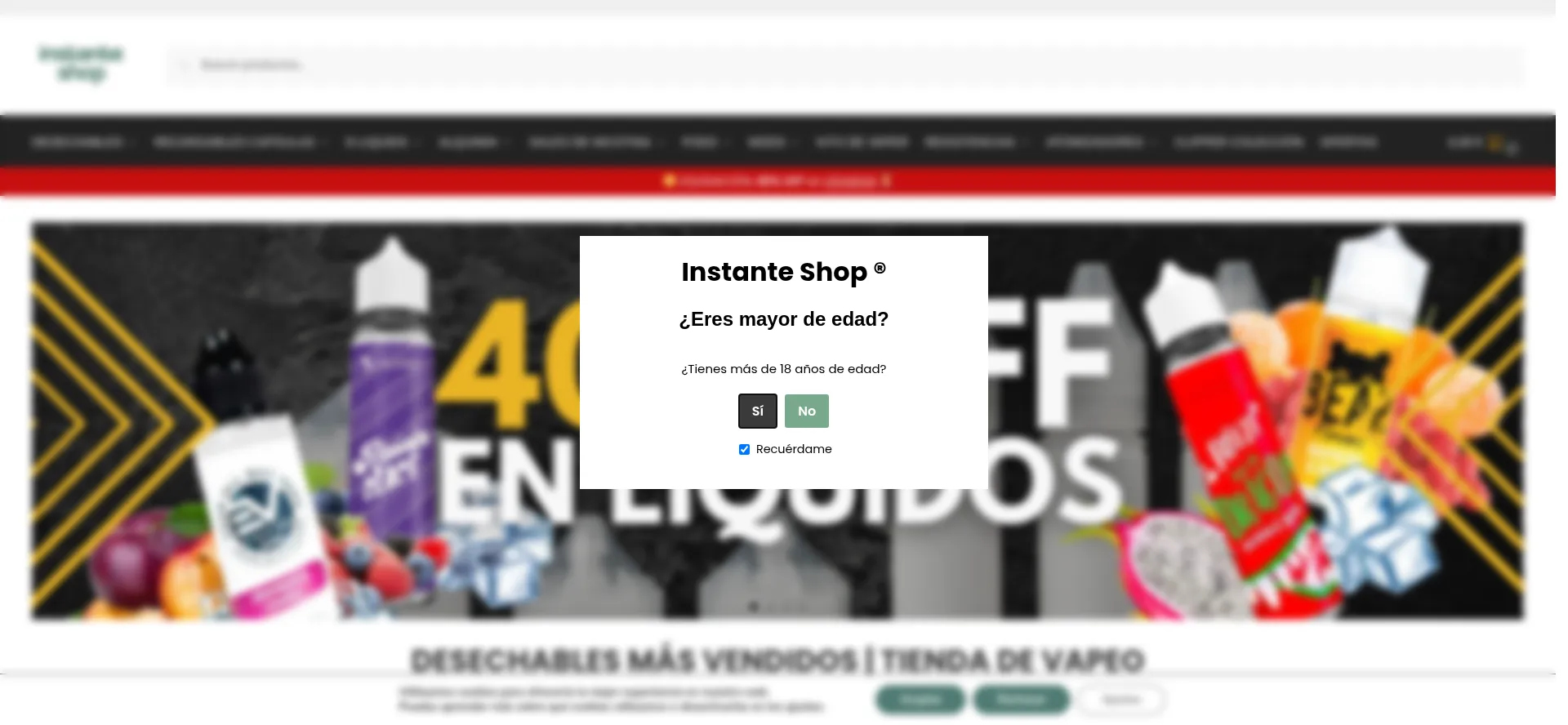 Website screenshot of Instanteshop.es