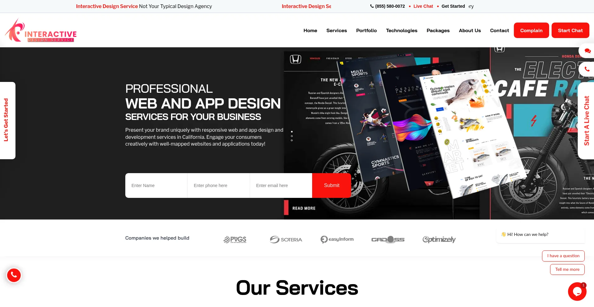 Website screenshot of Interactivedesignservice.com