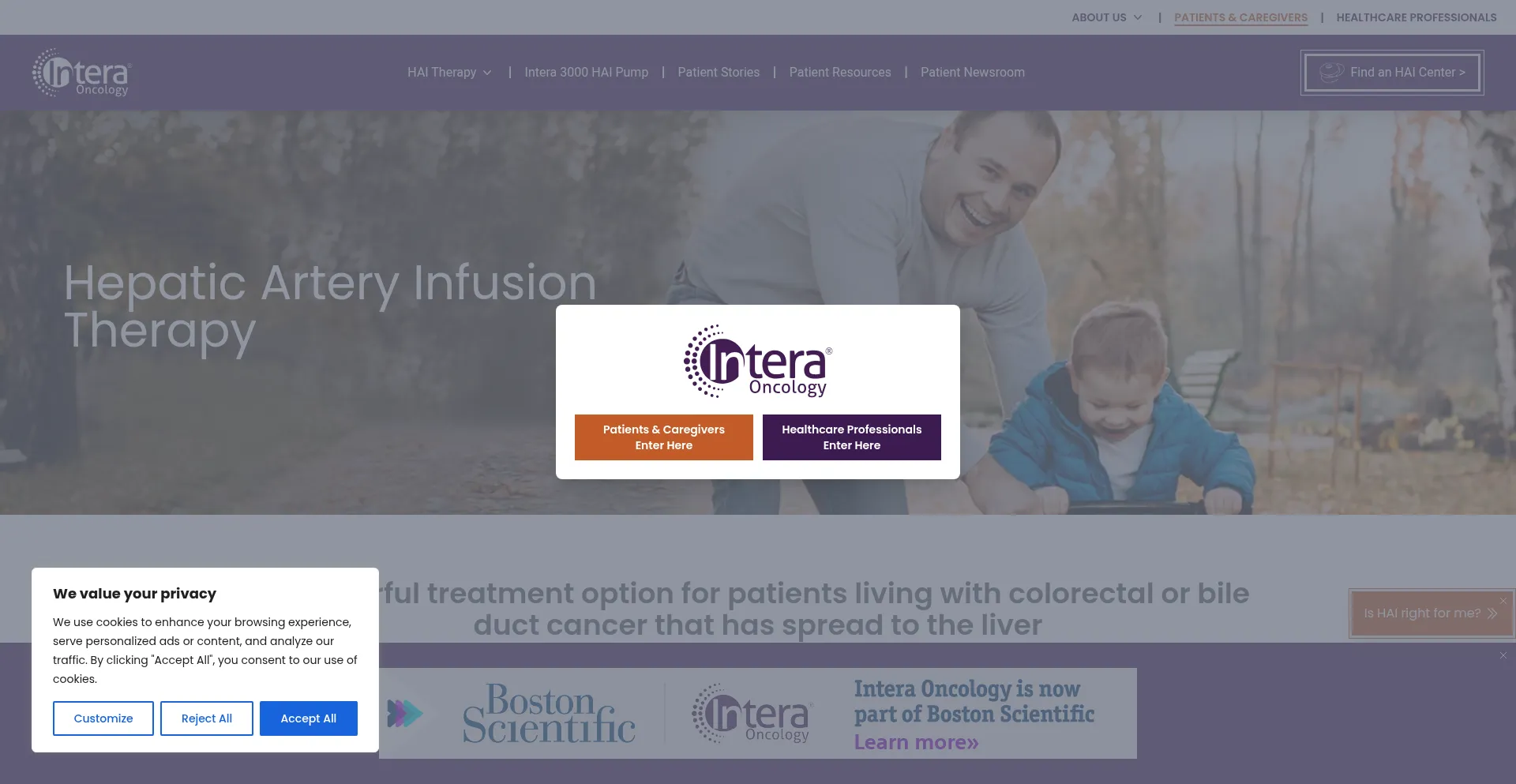 Website screenshot of Interaoncology.com
