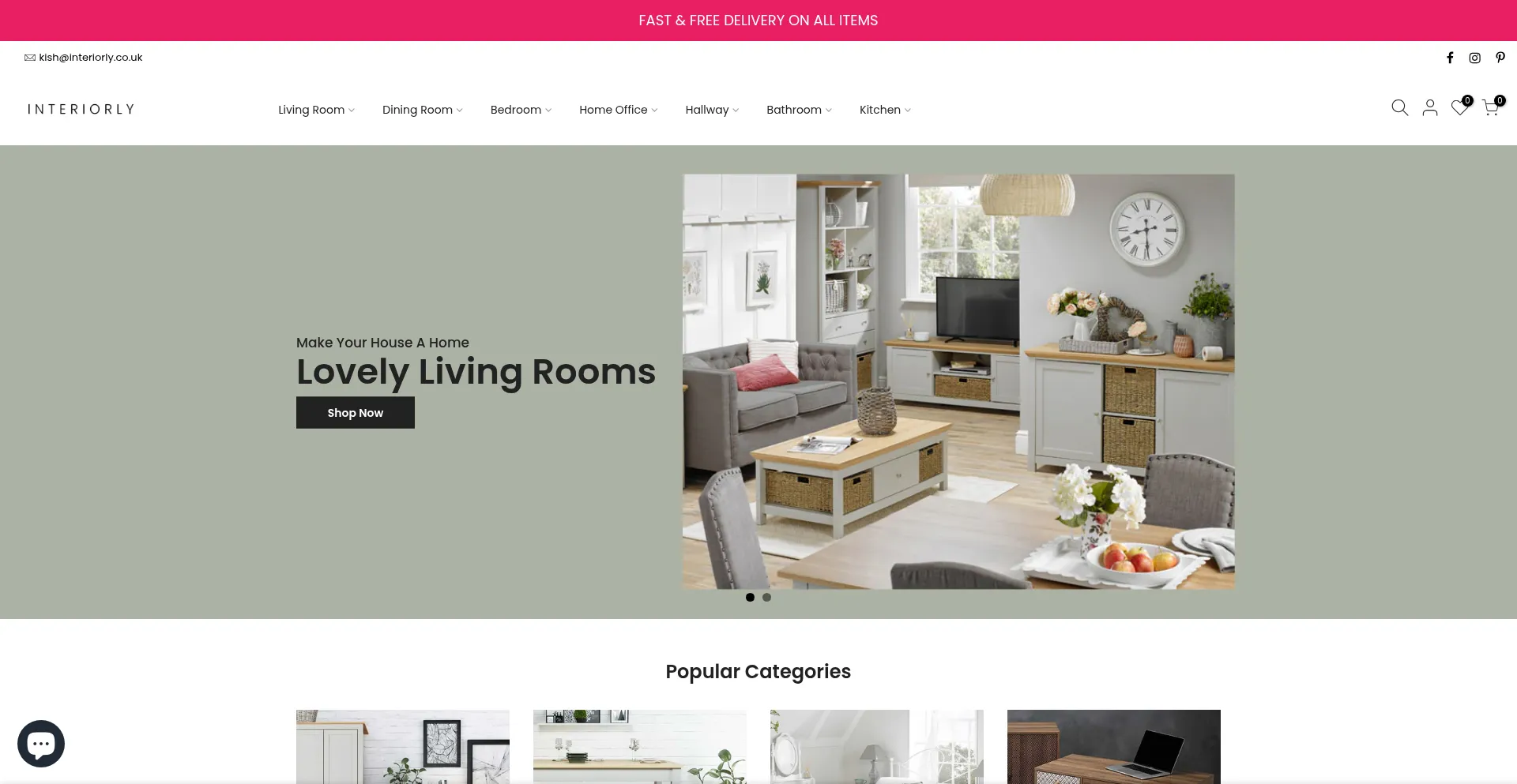 Website screenshot of Interiorly.co.uk