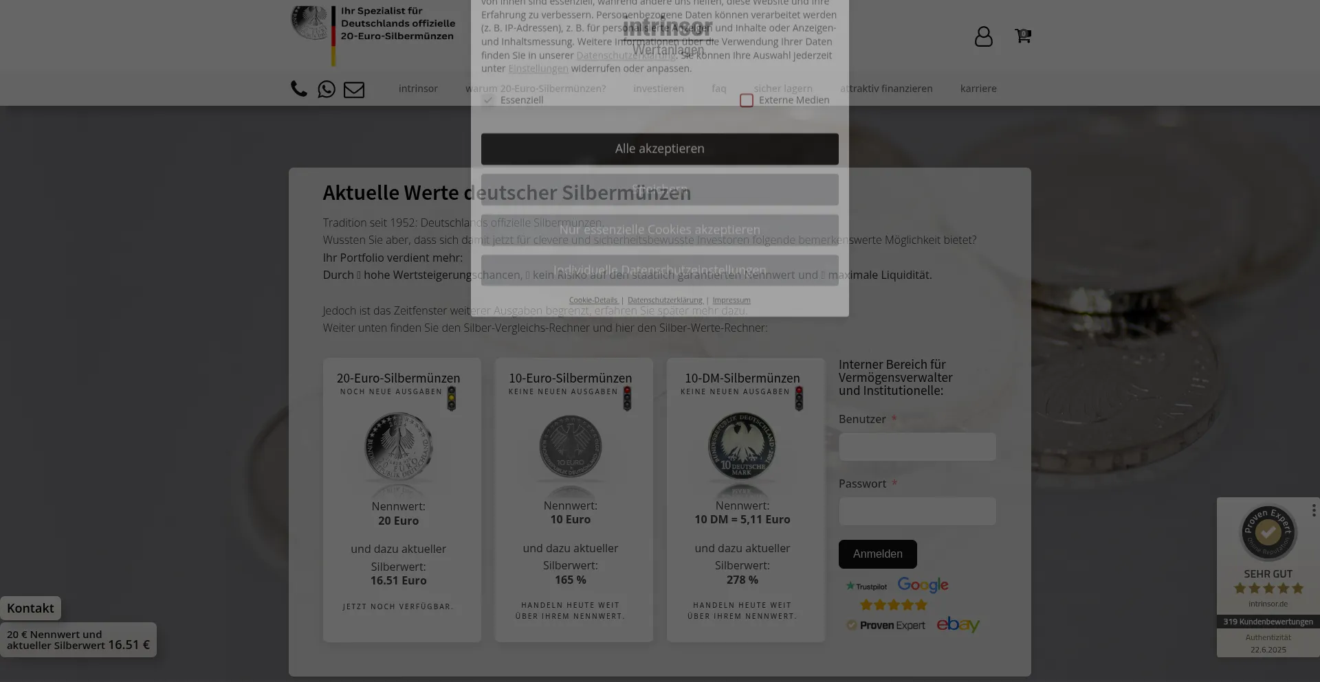 Website screenshot of Intrinsor.de
