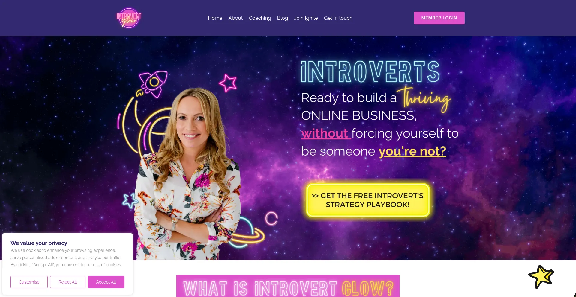 Website screenshot of Introvertglow.com