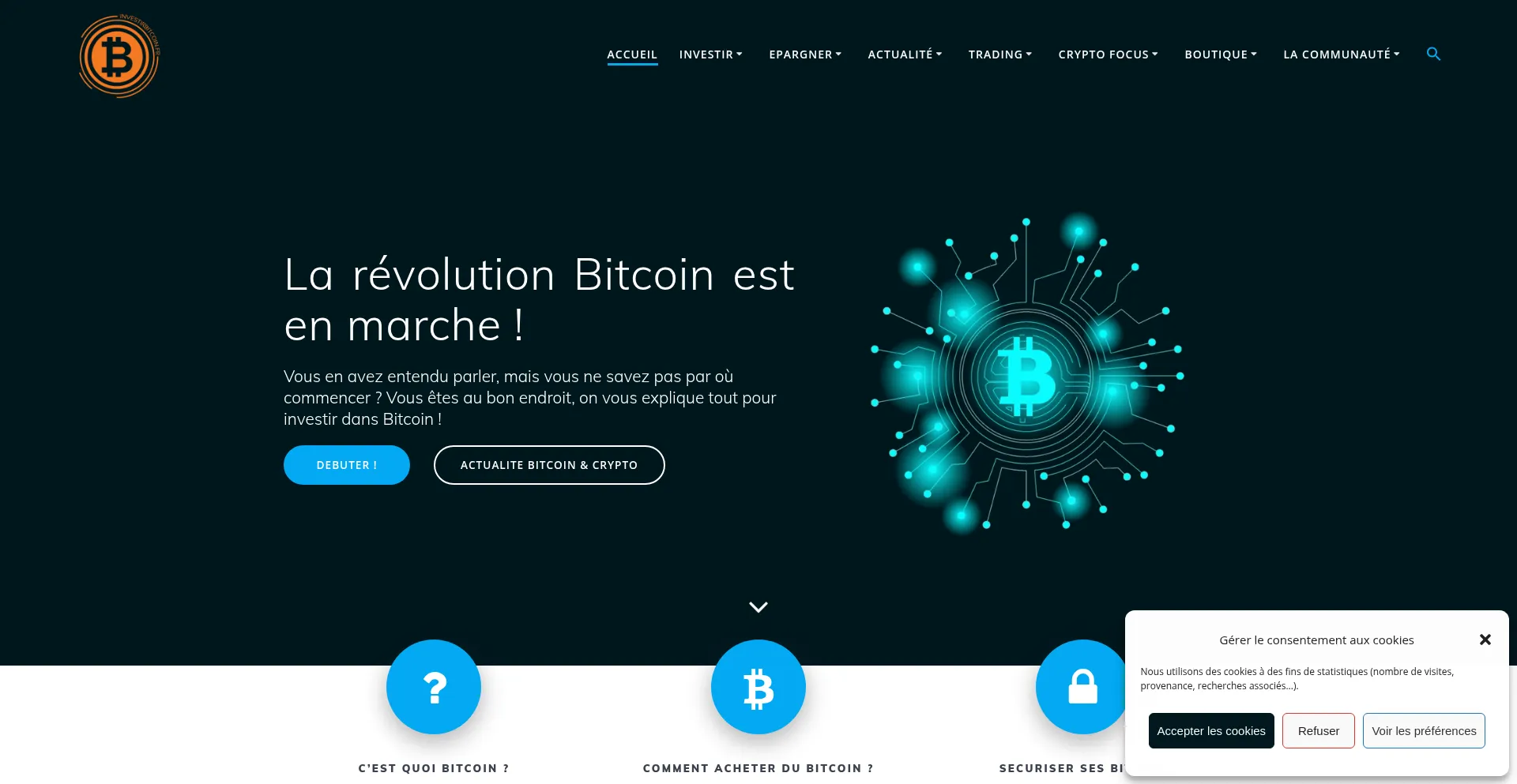 Website screenshot of Investirbitcoin.fr
