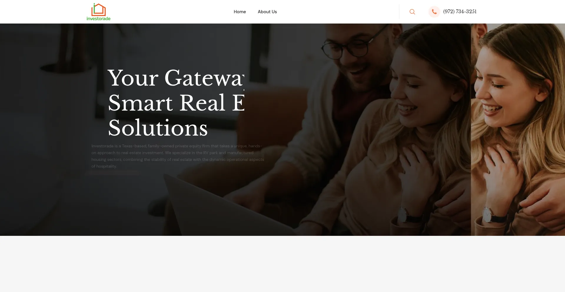 Website screenshot of Investorade.com
