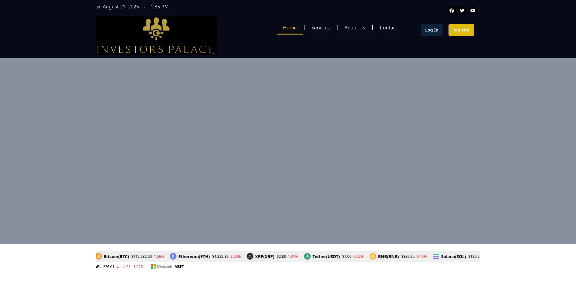 Website screenshot of Investorspalace.vip
