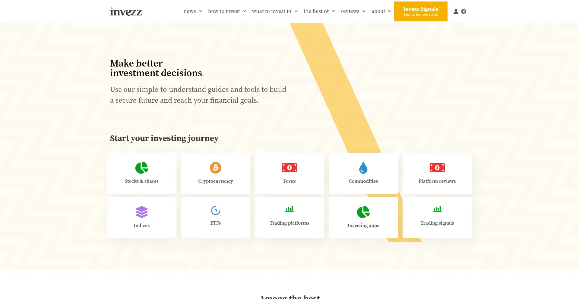 Website screenshot of Invezz.com