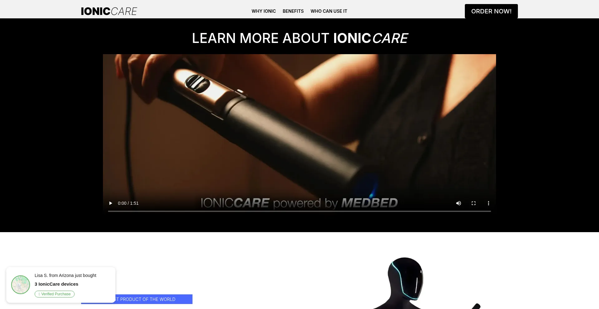 Website screenshot of Ioniccare.net