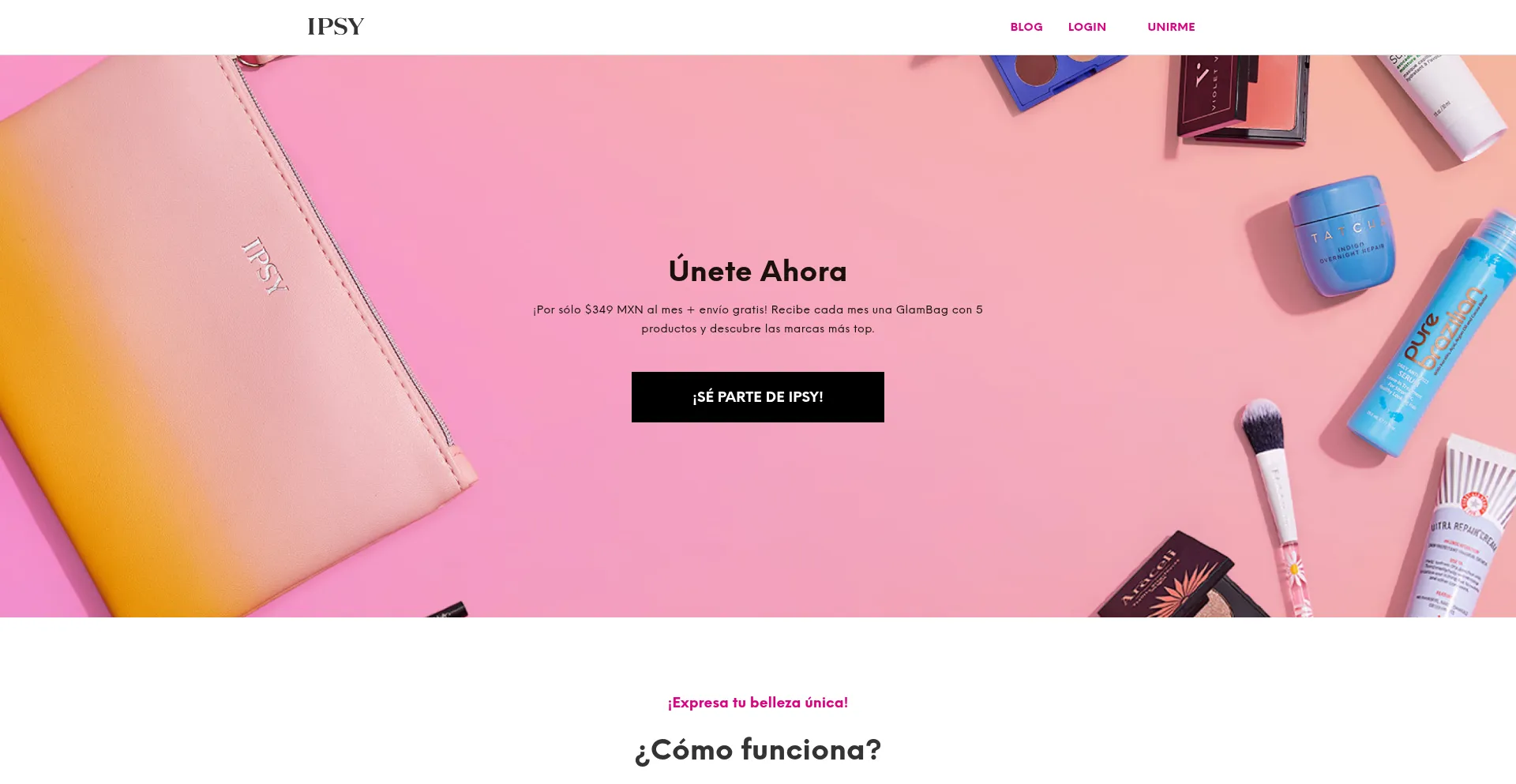 Website screenshot of Ipsy.mx