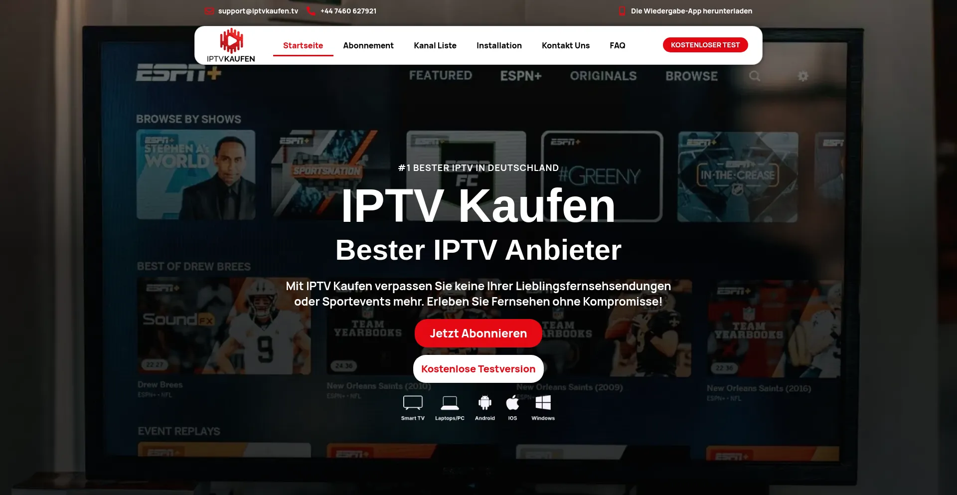 Website screenshot of Iptvkaufen.tv