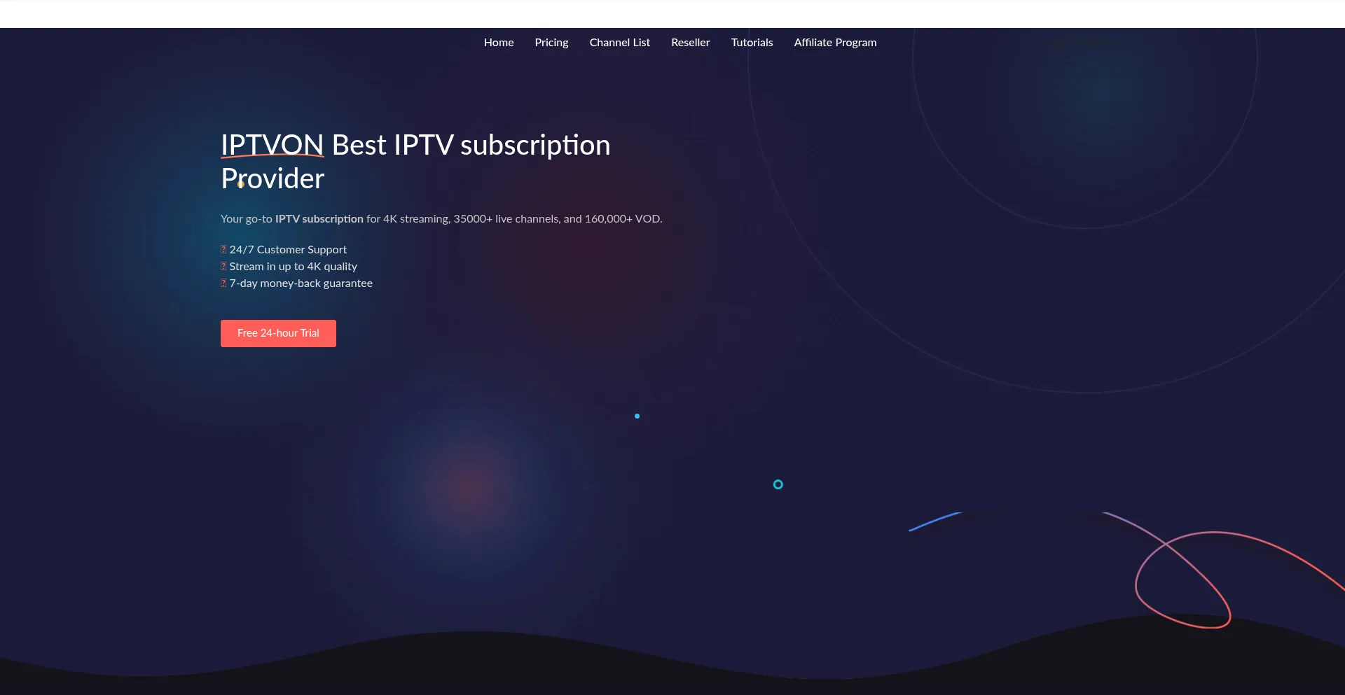 Website screenshot of Iptvon.me