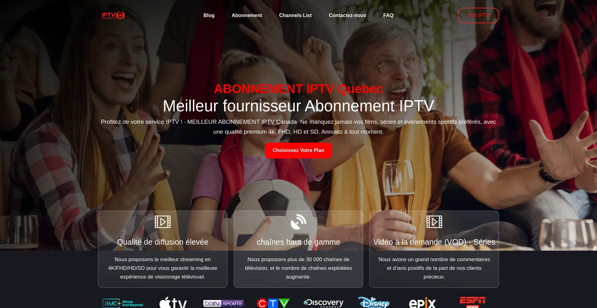 Website screenshot of Iptvquebec.cc