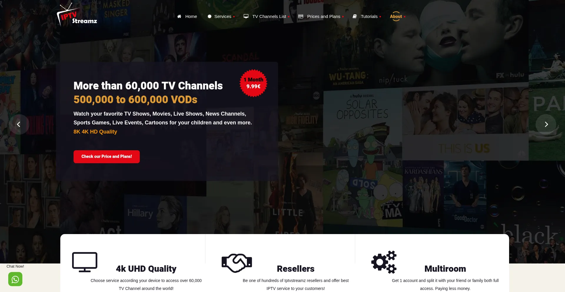 Website screenshot of Iptvstreamz.net
