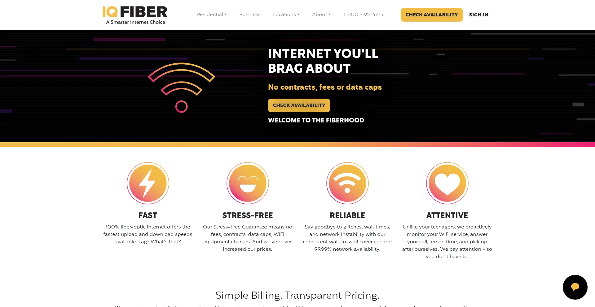 Website screenshot of Iqfiber.com