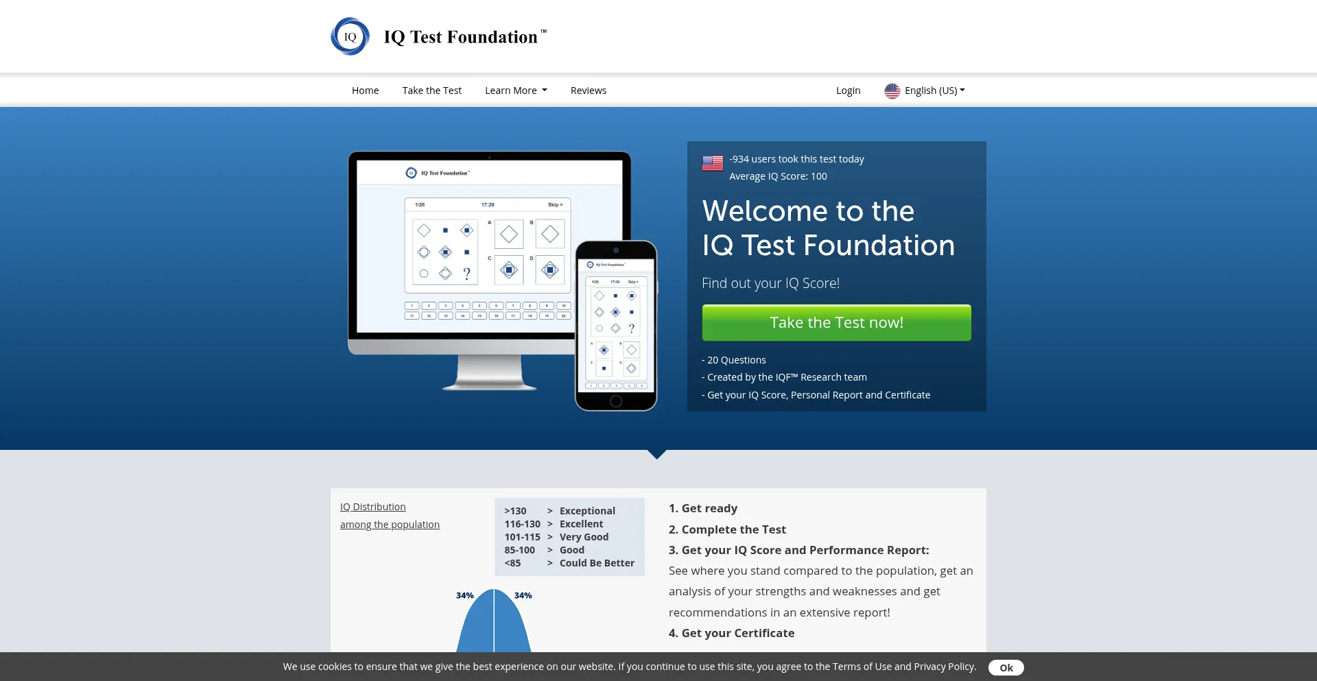 Website screenshot of Iqtestfoundation.org