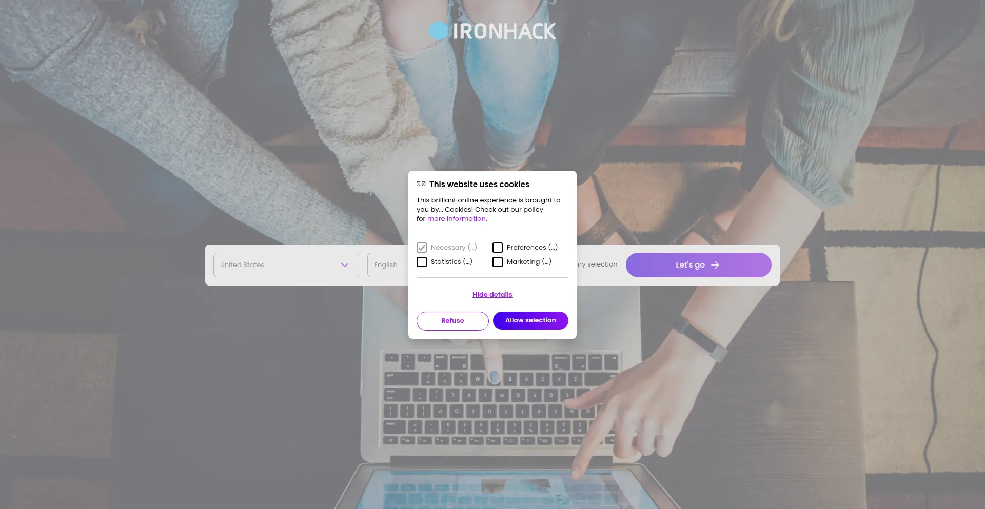 Website screenshot of Ironhack.com