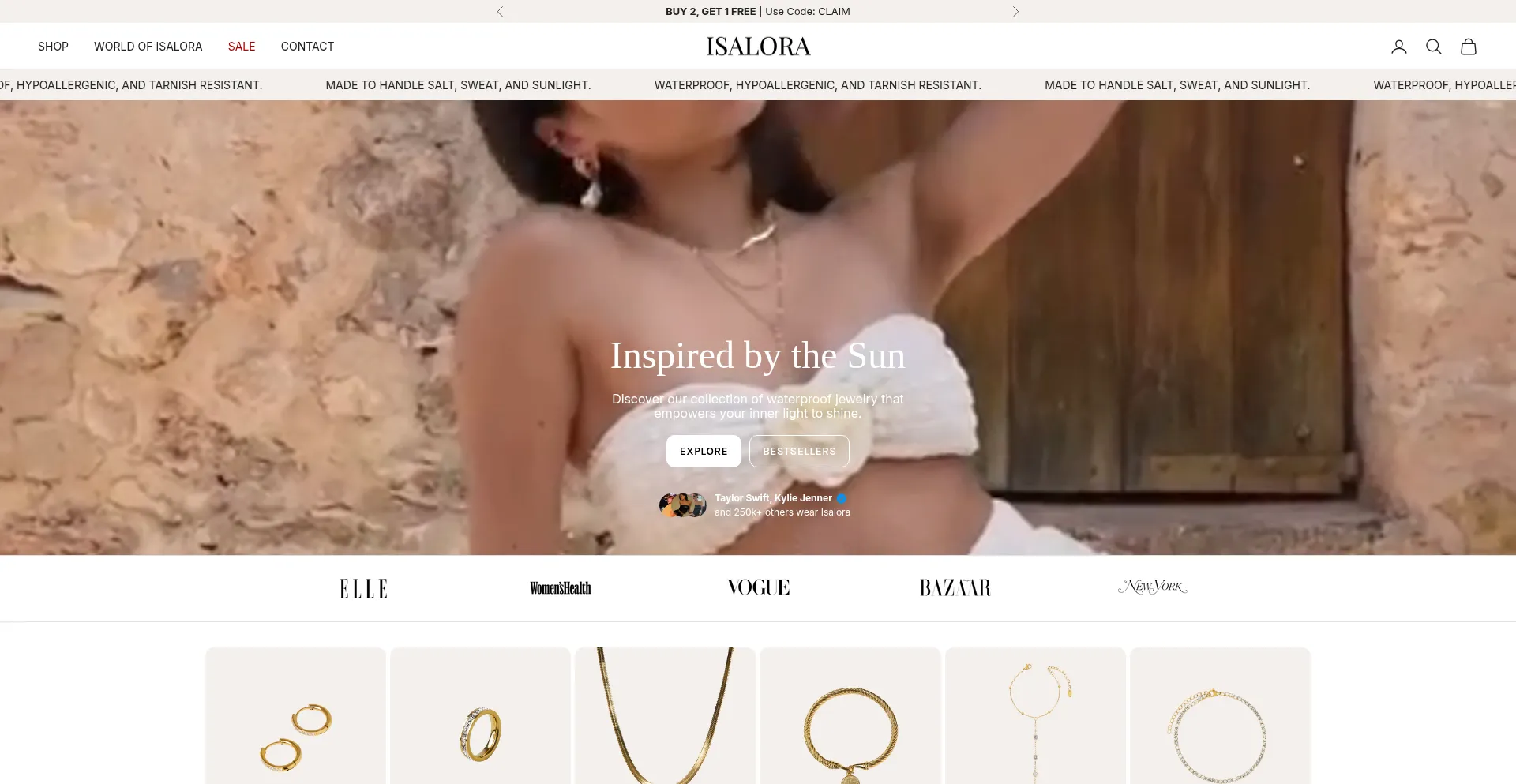 Website screenshot of Isalorajewellery.com