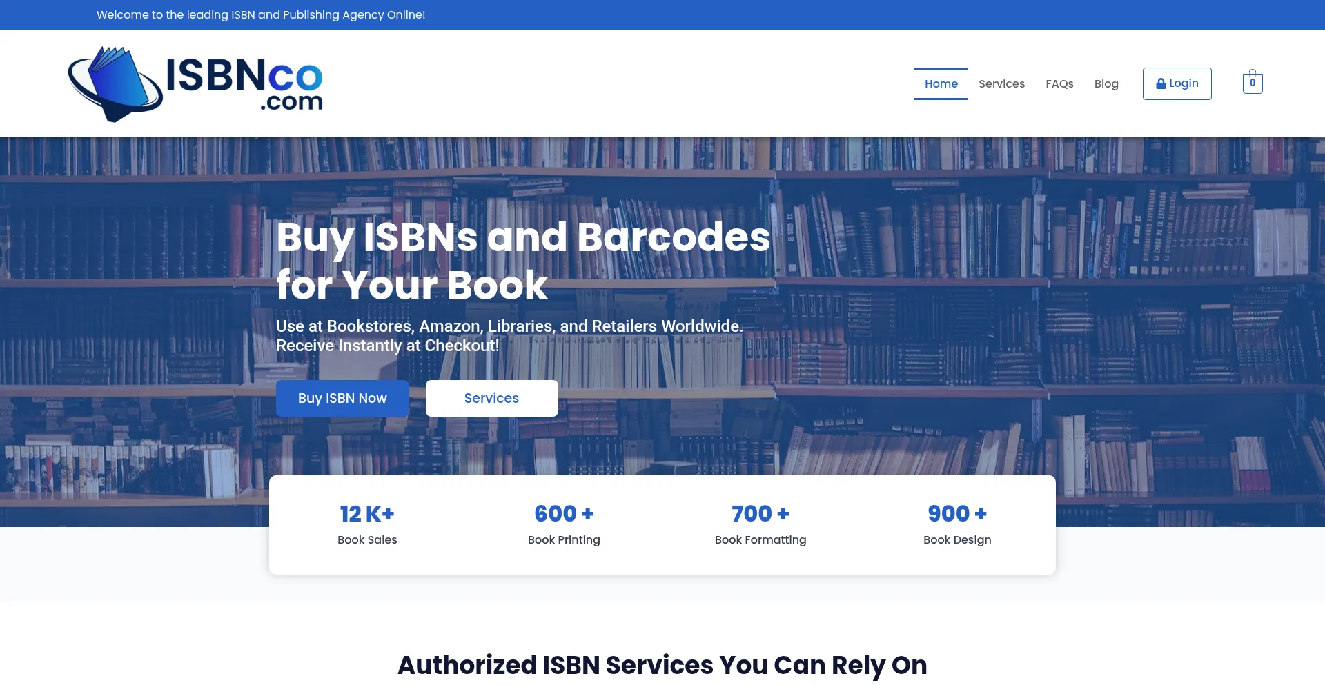 Website screenshot of Isbnco.com