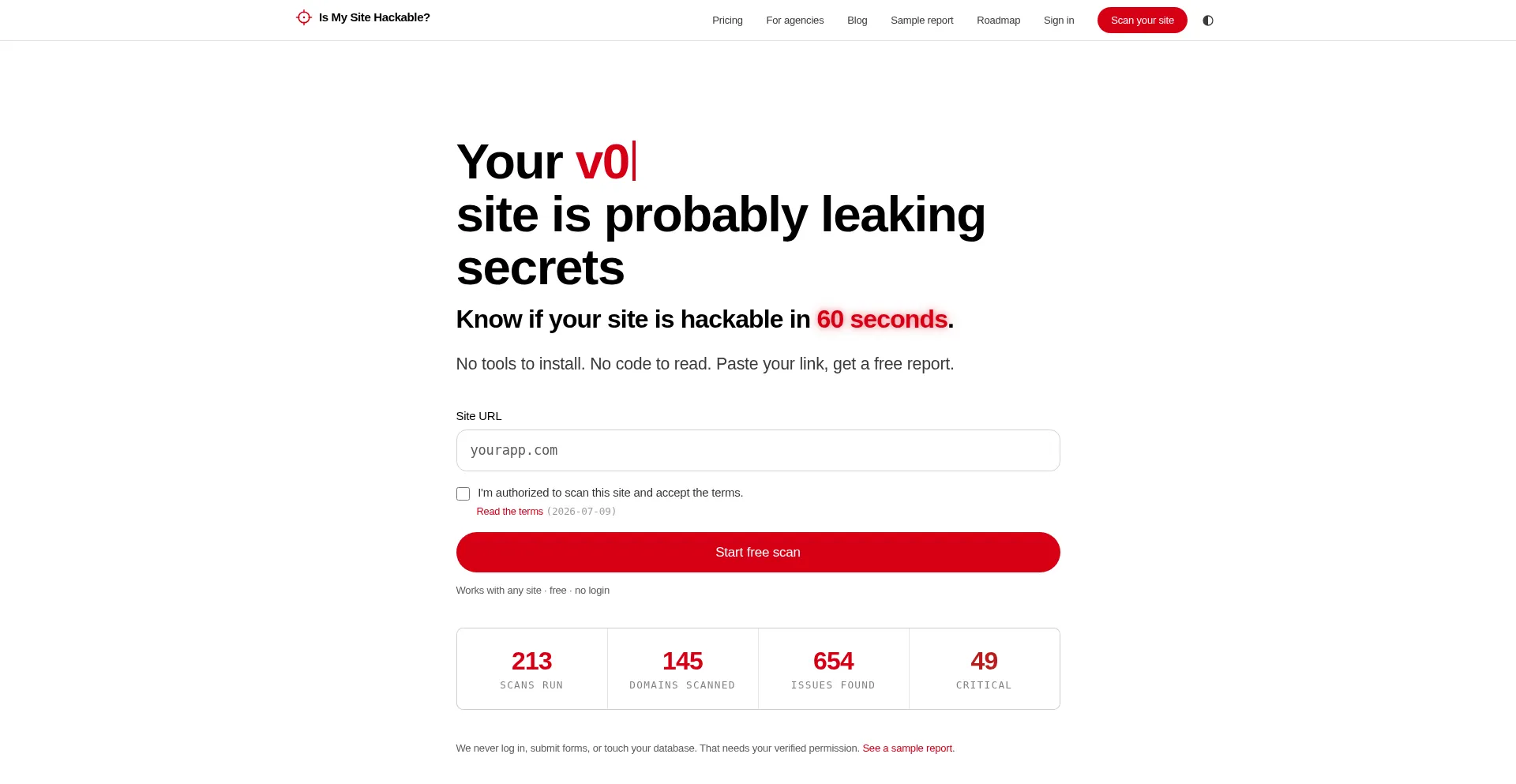 Ismysitehackable.com