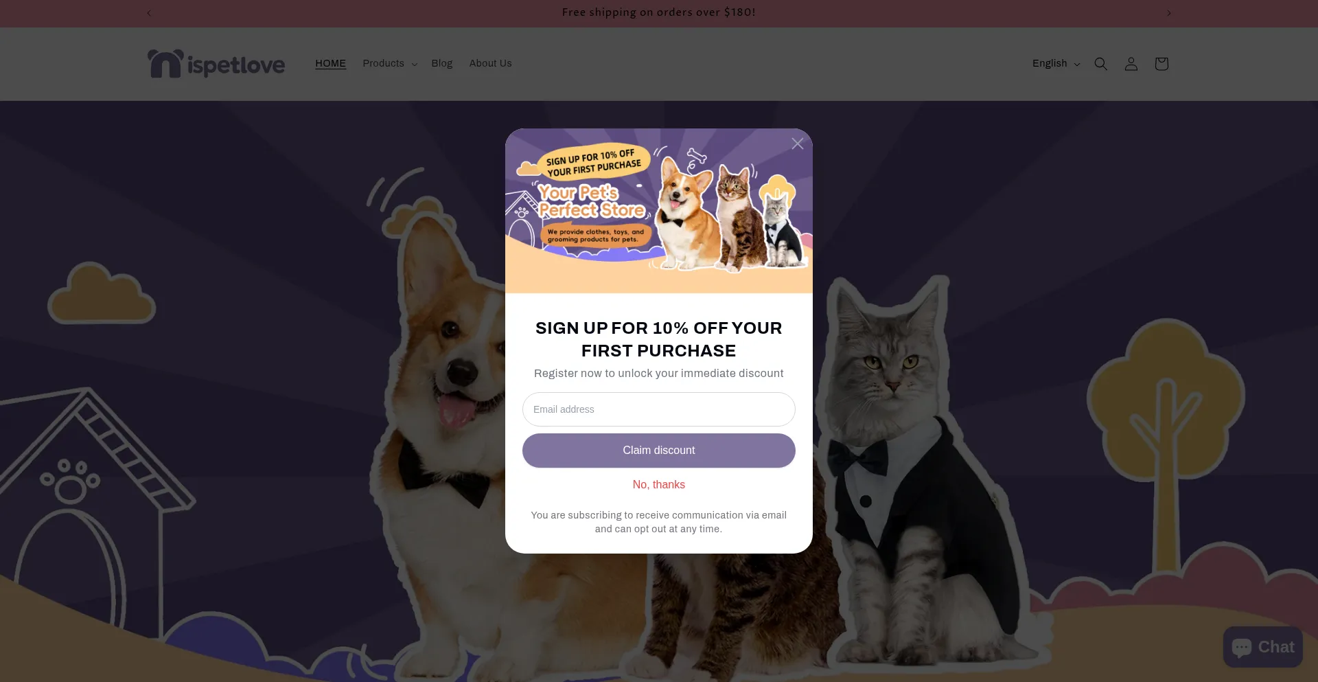Website screenshot of Ispetlove.com