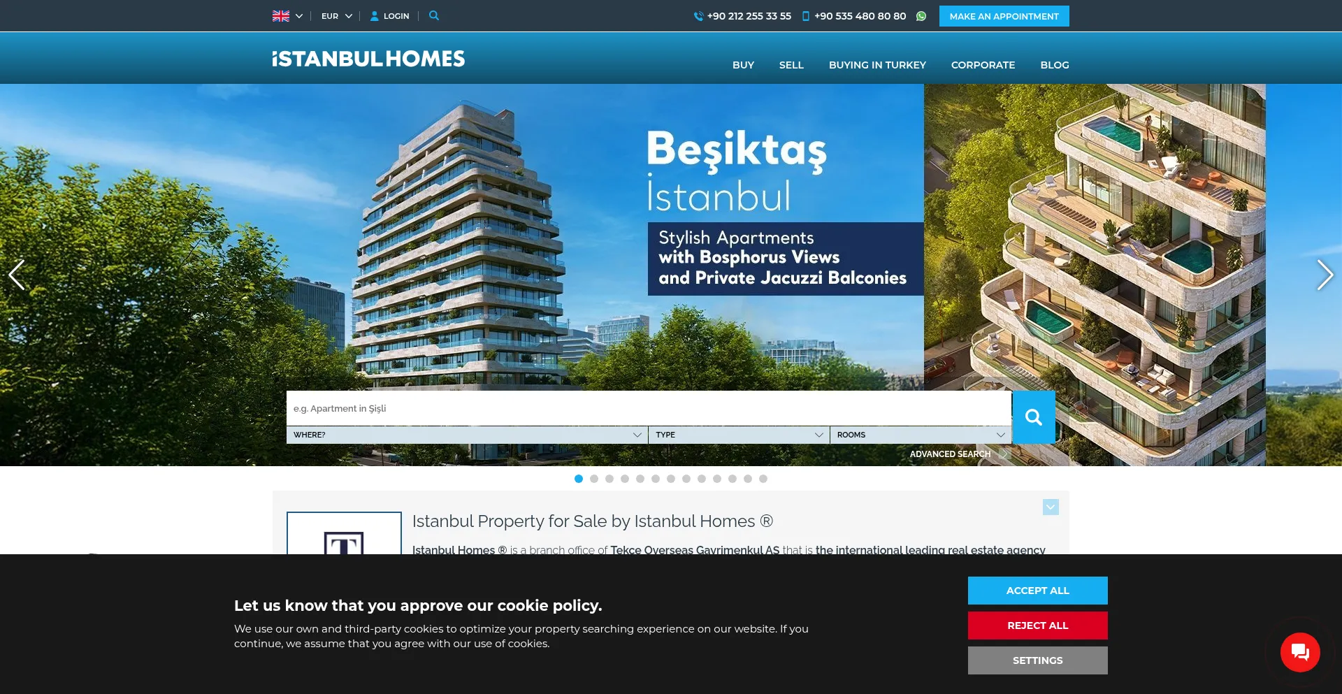 Website screenshot of Istanbulhomes.com