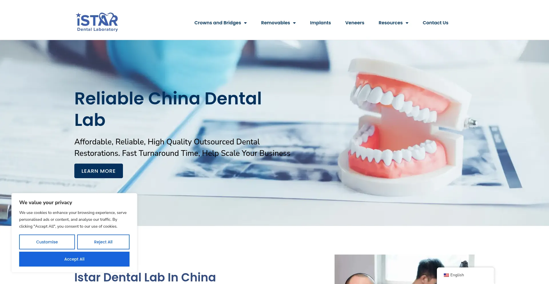 Website screenshot of Istardentallab.com