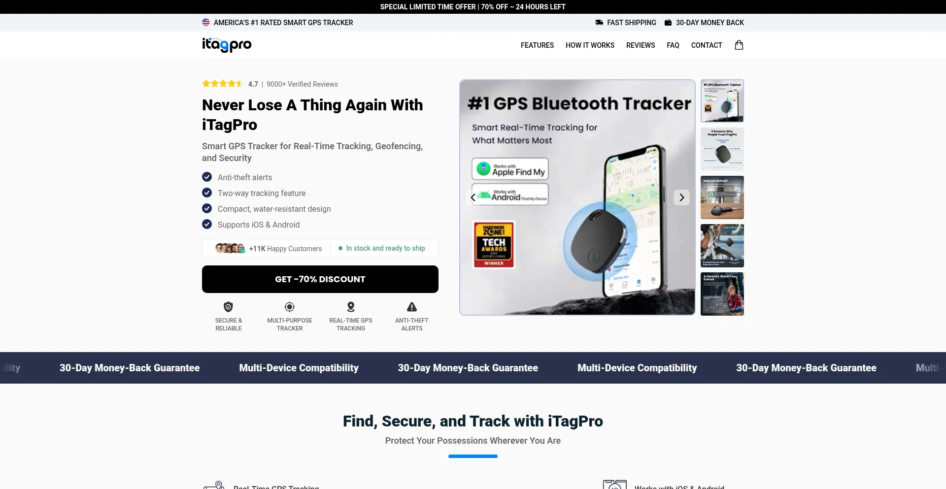 Website screenshot of Itagpro.com