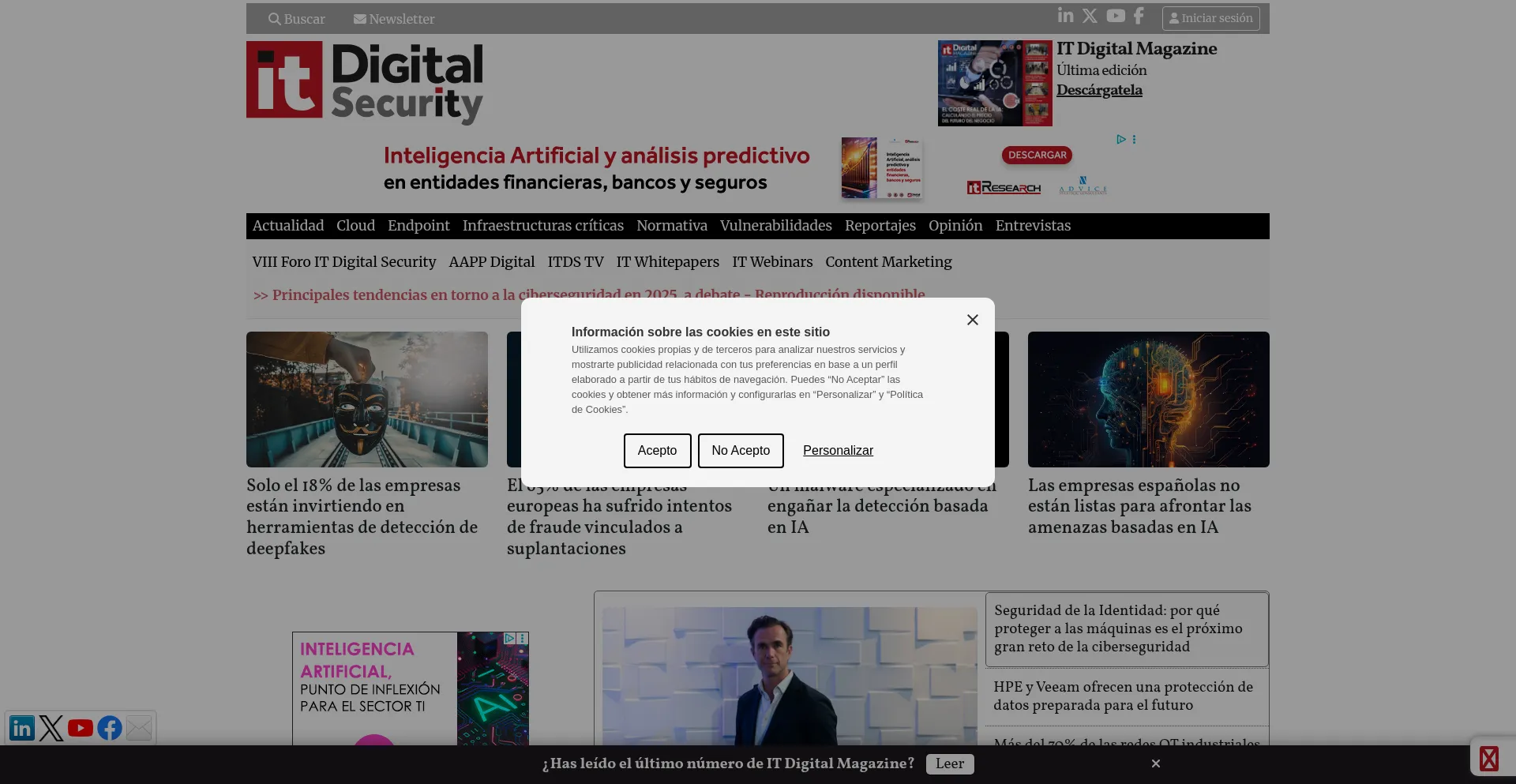 Website screenshot of Itdigitalsecurity.es