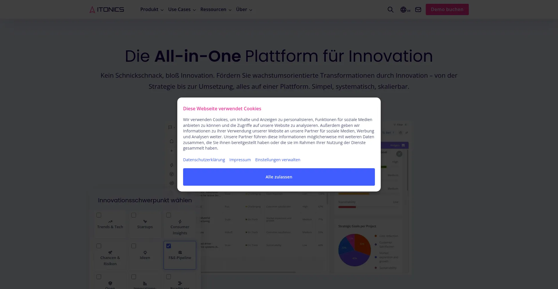 Website screenshot of Itonics-innovation.de