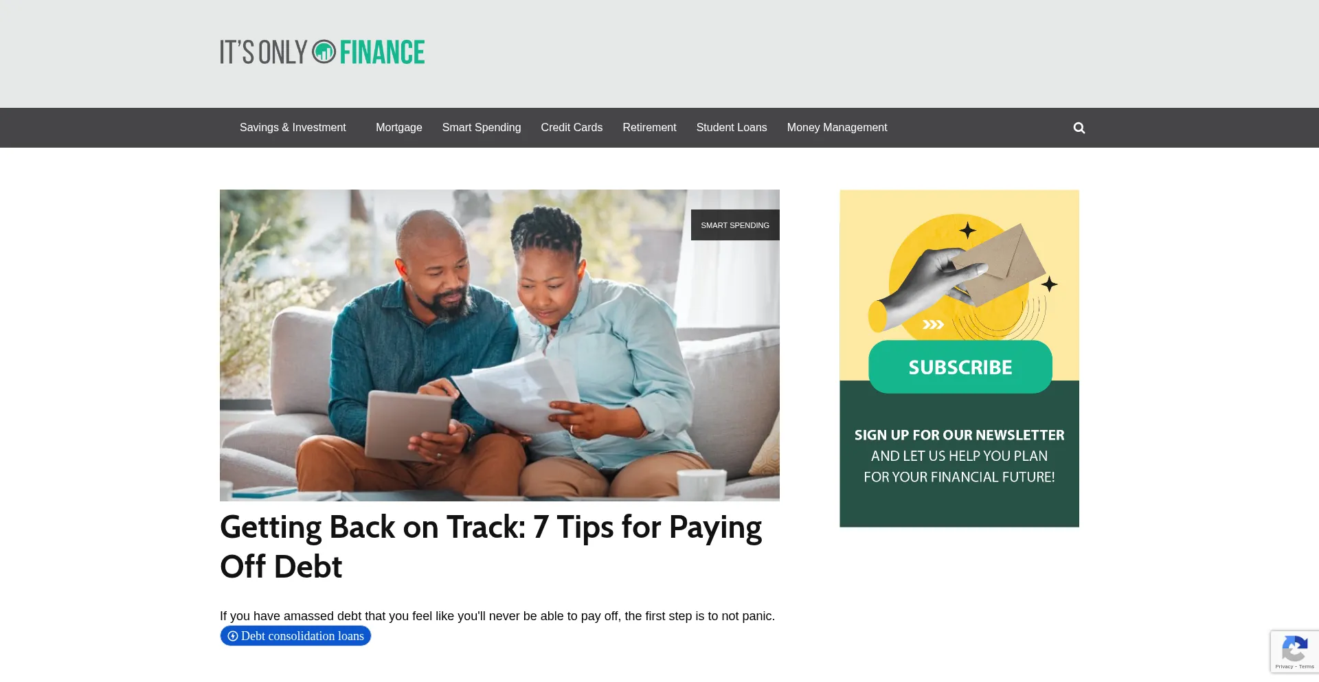 Website screenshot of Itsonlyfinancenow.com
