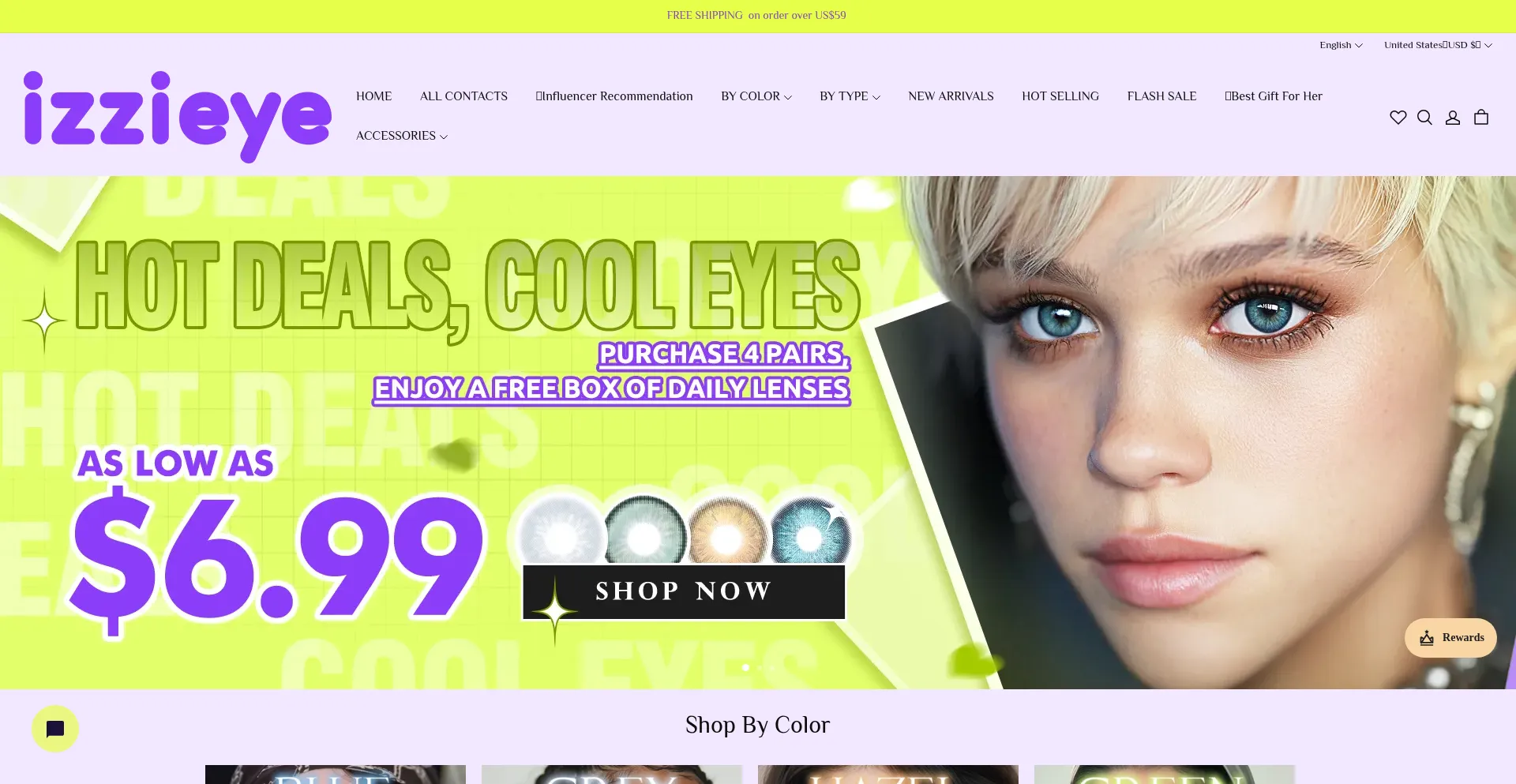 Website screenshot of Izzieye.com
