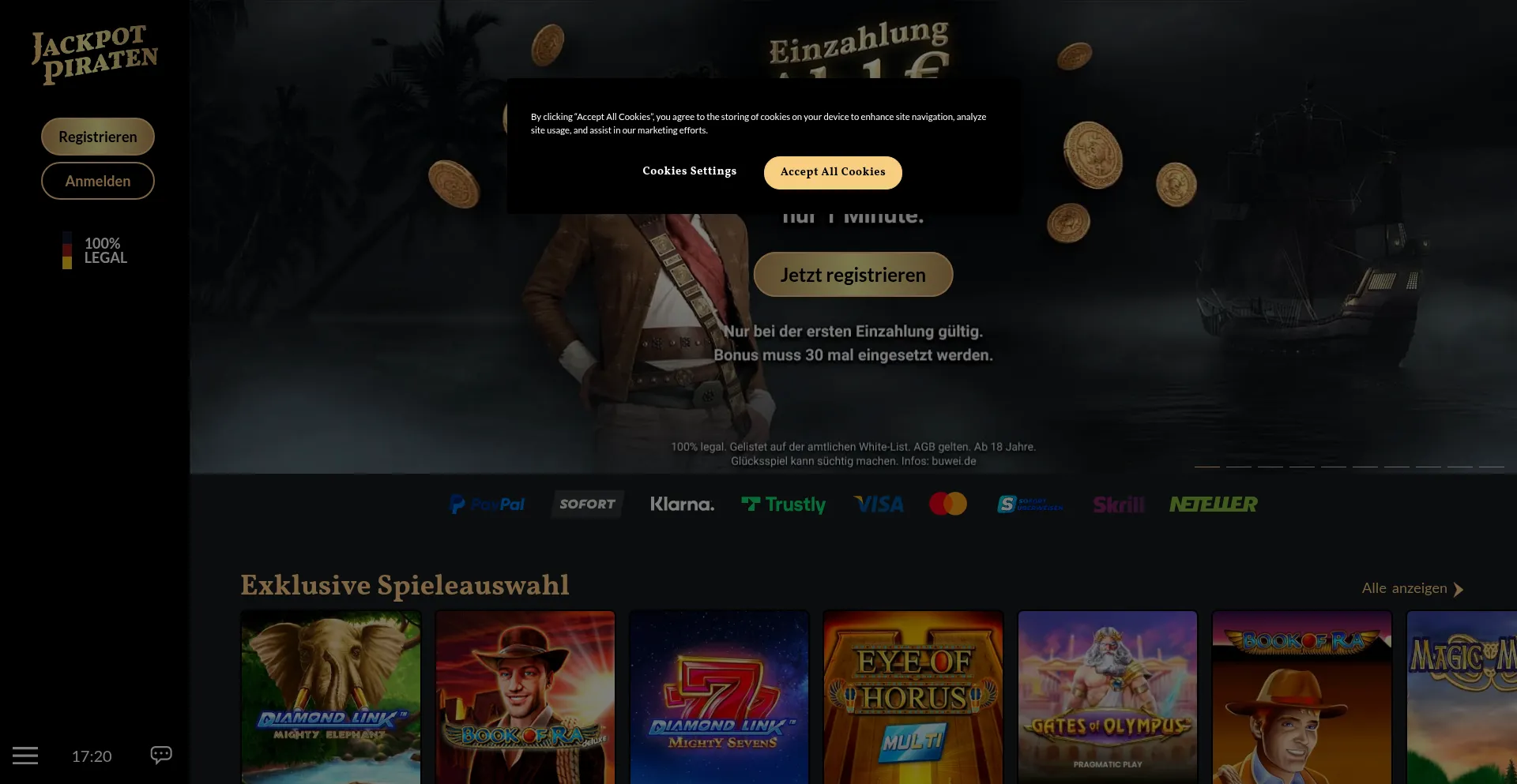 Website screenshot of Jackpotpiraten.de