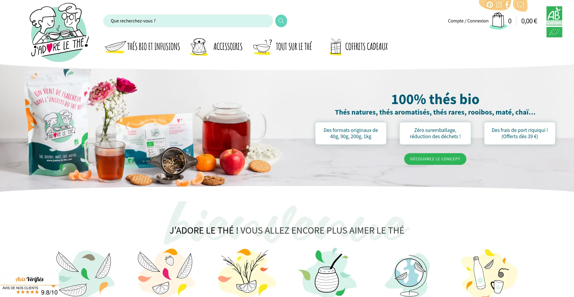 Website screenshot of Jadore-le-the.com