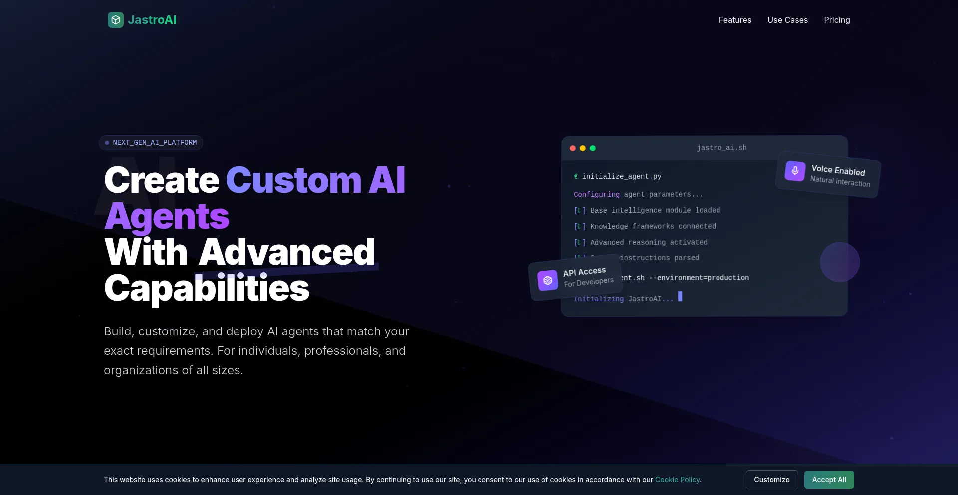 Website screenshot of Jastroai.com