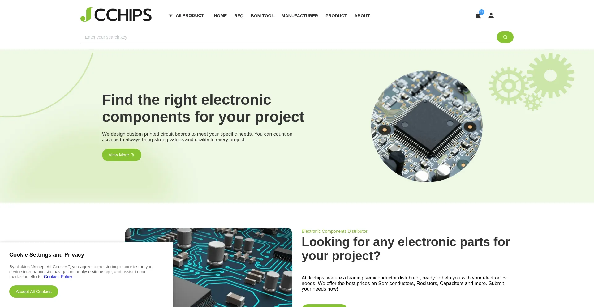 Website screenshot of Jcchips.com
