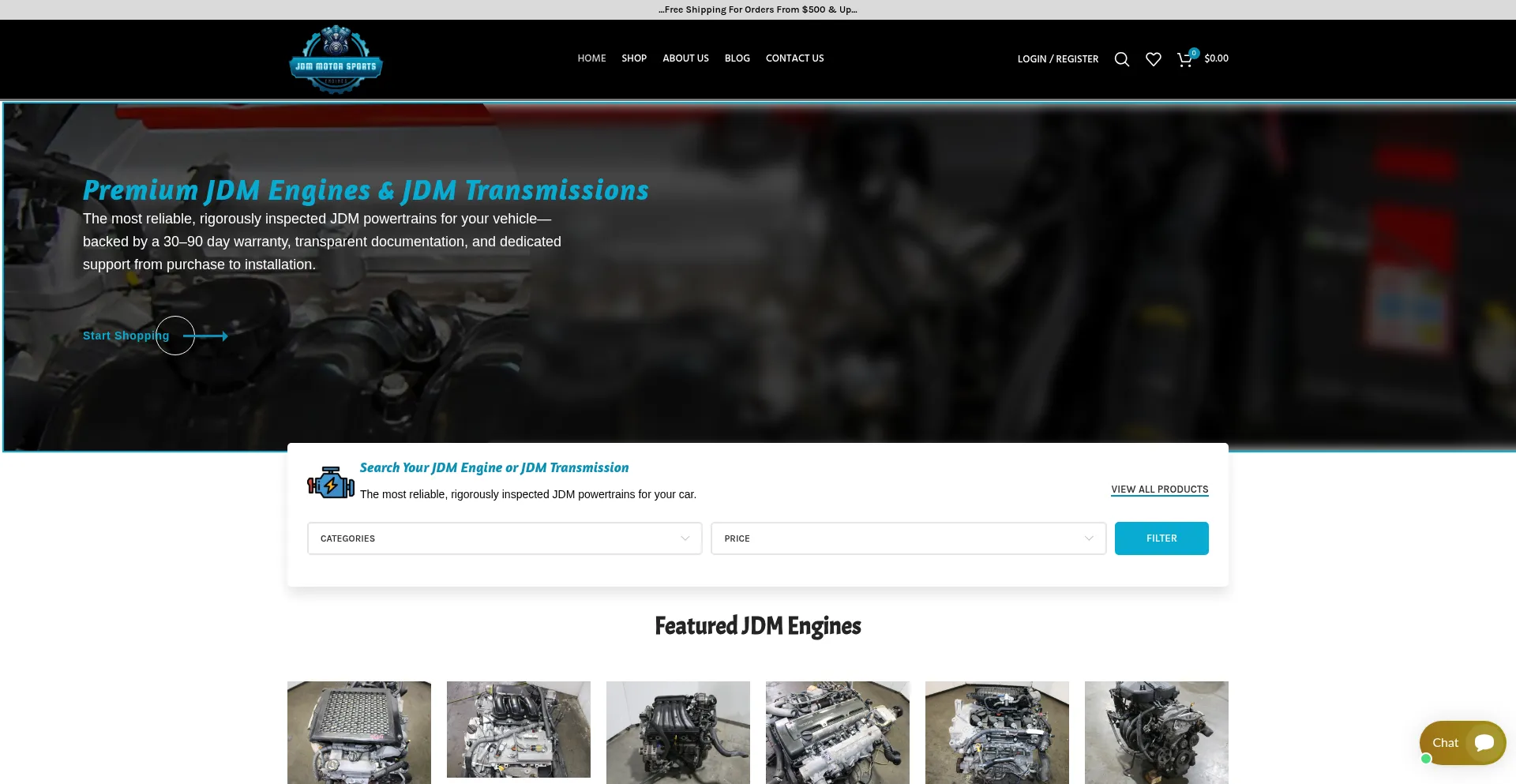 Website screenshot of Jdm-motor-sports.com