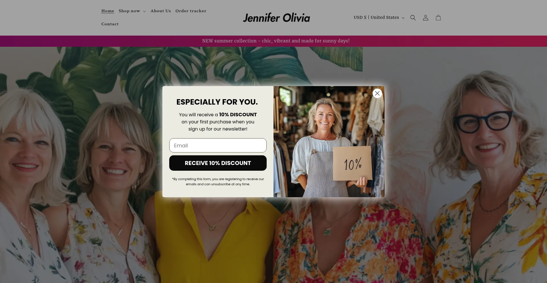 Website screenshot of Jenniferolivia.com