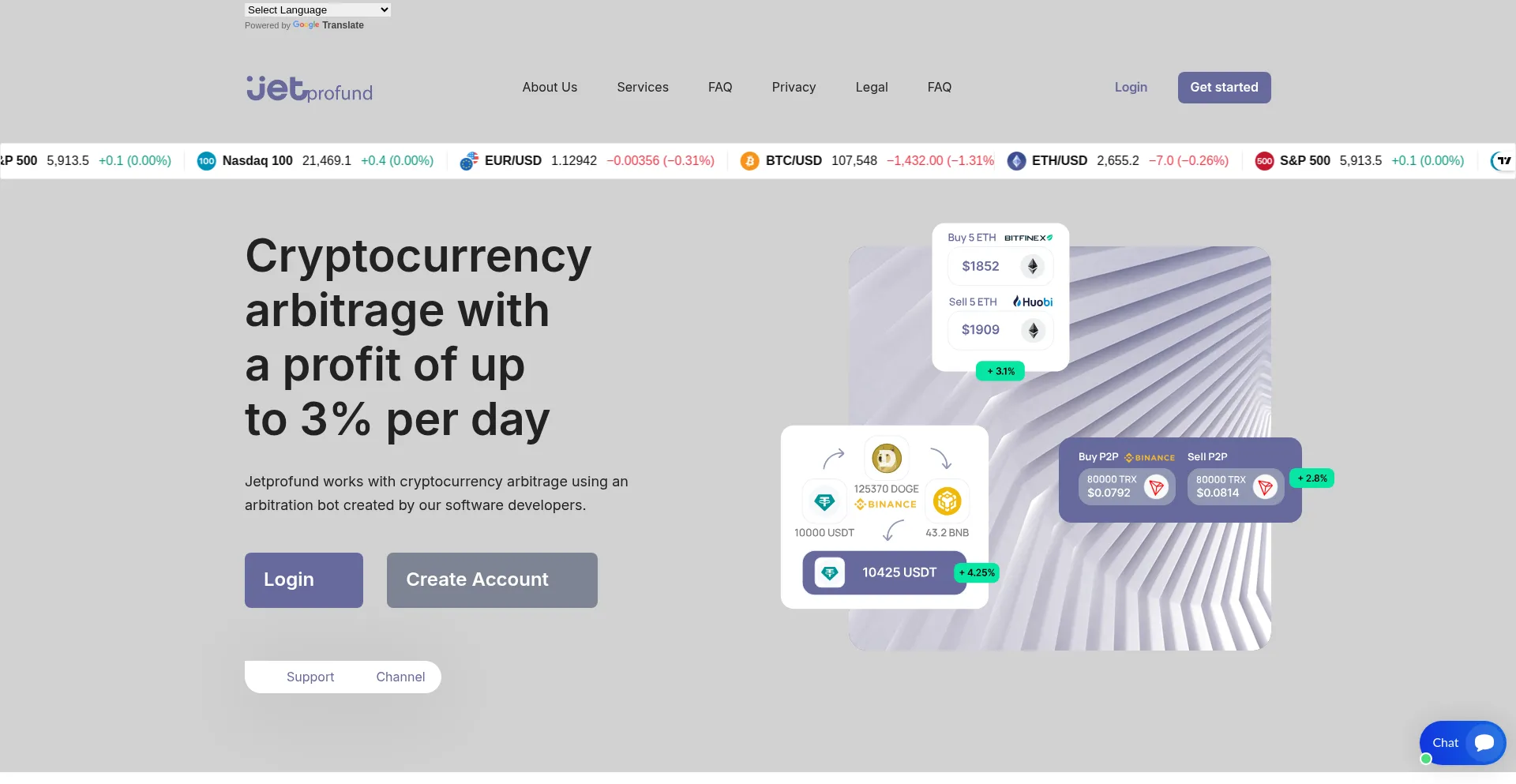 Website screenshot of Jetprofund.net
