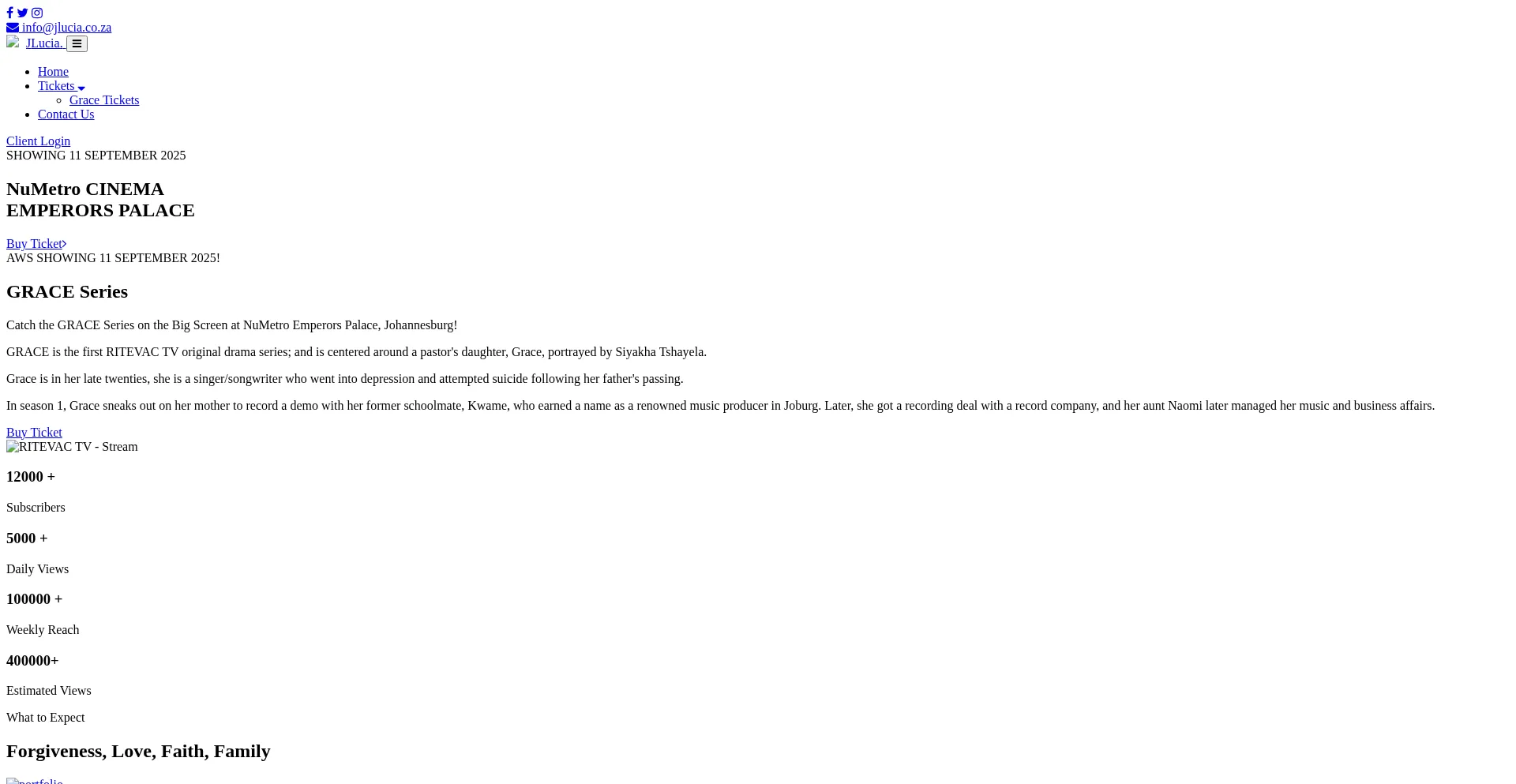 Website screenshot of Jlucia.co.za