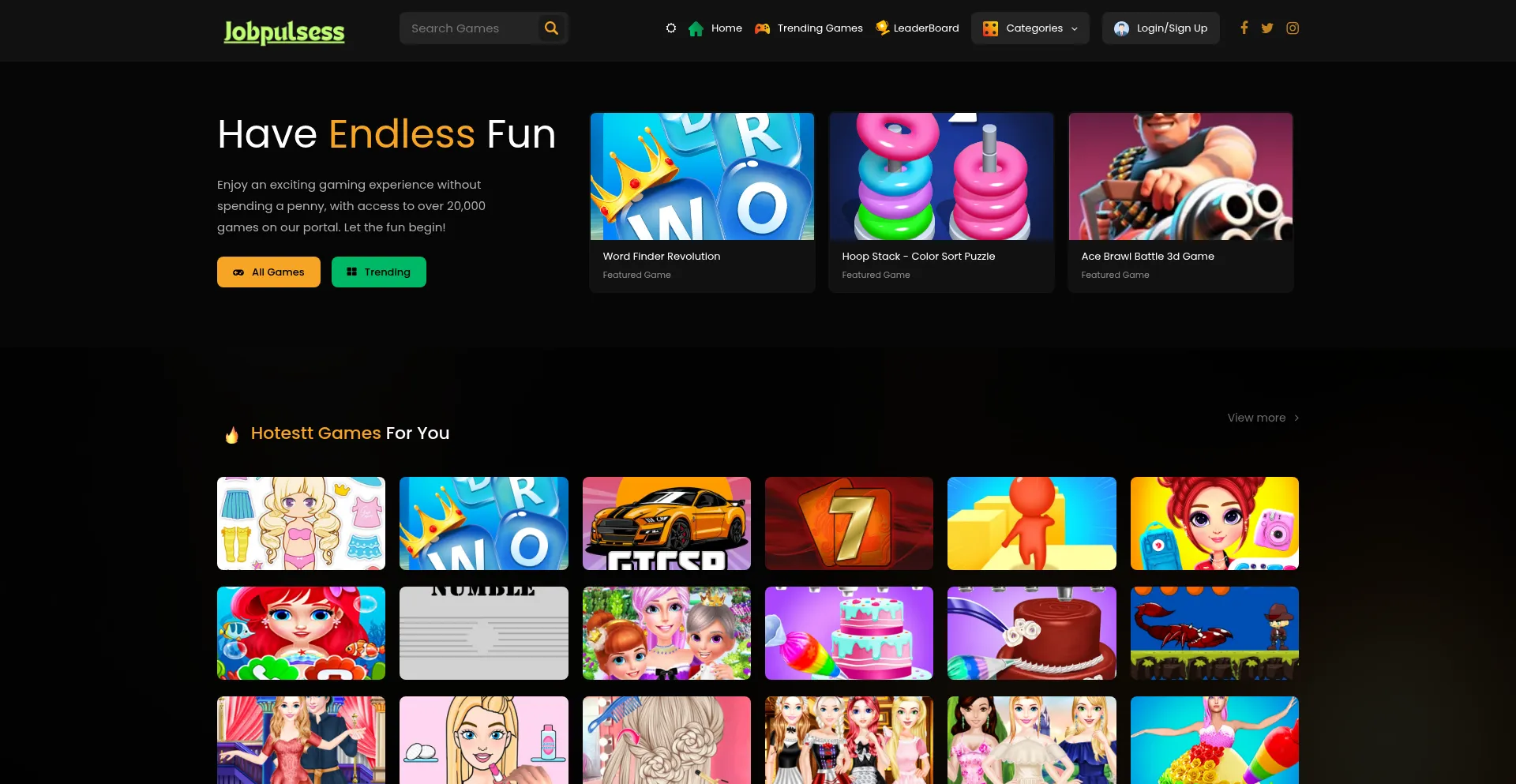 Website screenshot of Jobpulsess.com