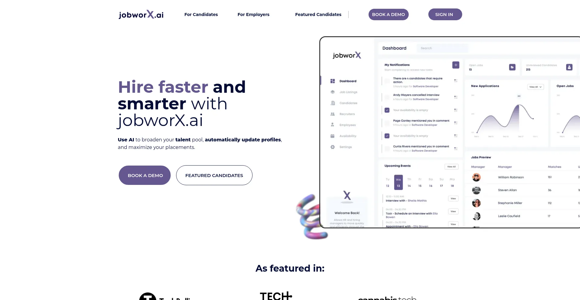 Website screenshot of Jobworx.ai