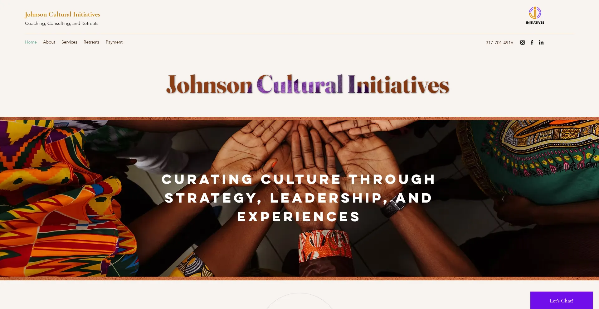 Website screenshot of Johnsoninitiatives.com