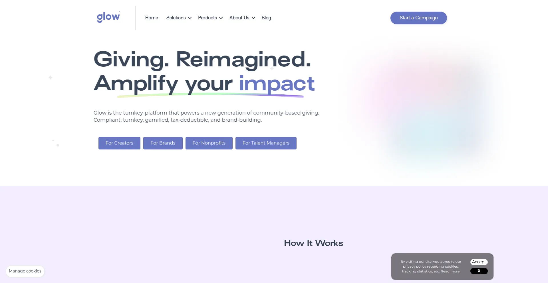 Website screenshot of Jointheglow.com