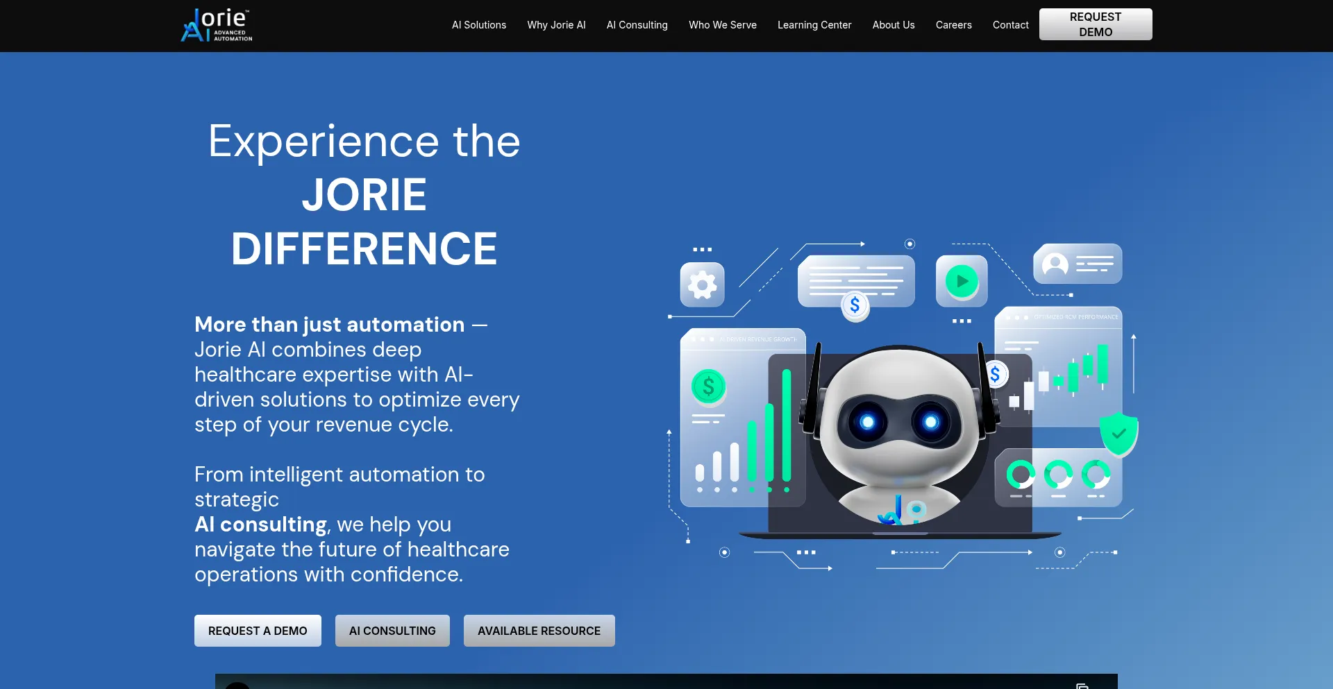 Website screenshot of Jorie.ai