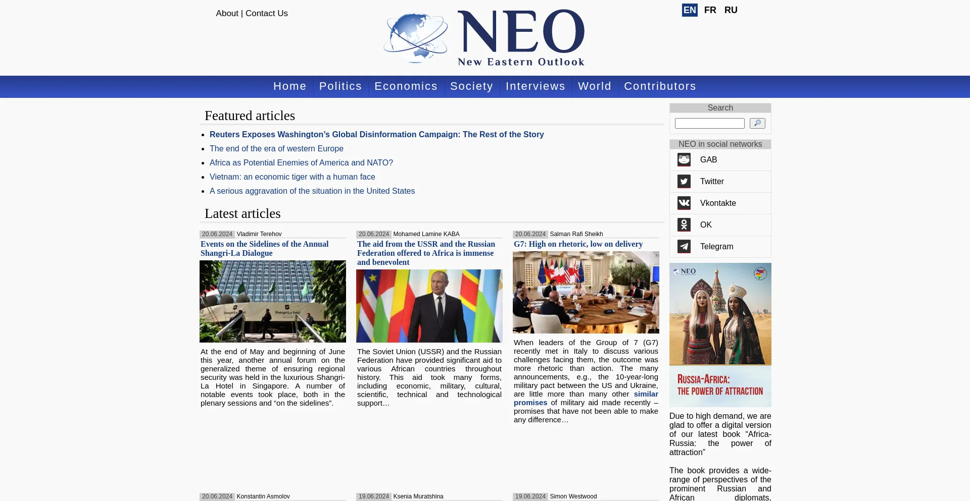 Website screenshot of Journal-neo.su