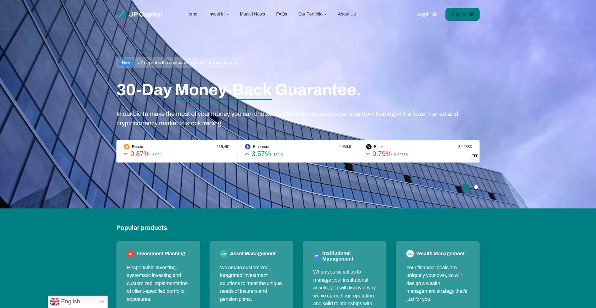 Website screenshot of Jpcapitalsltd.com