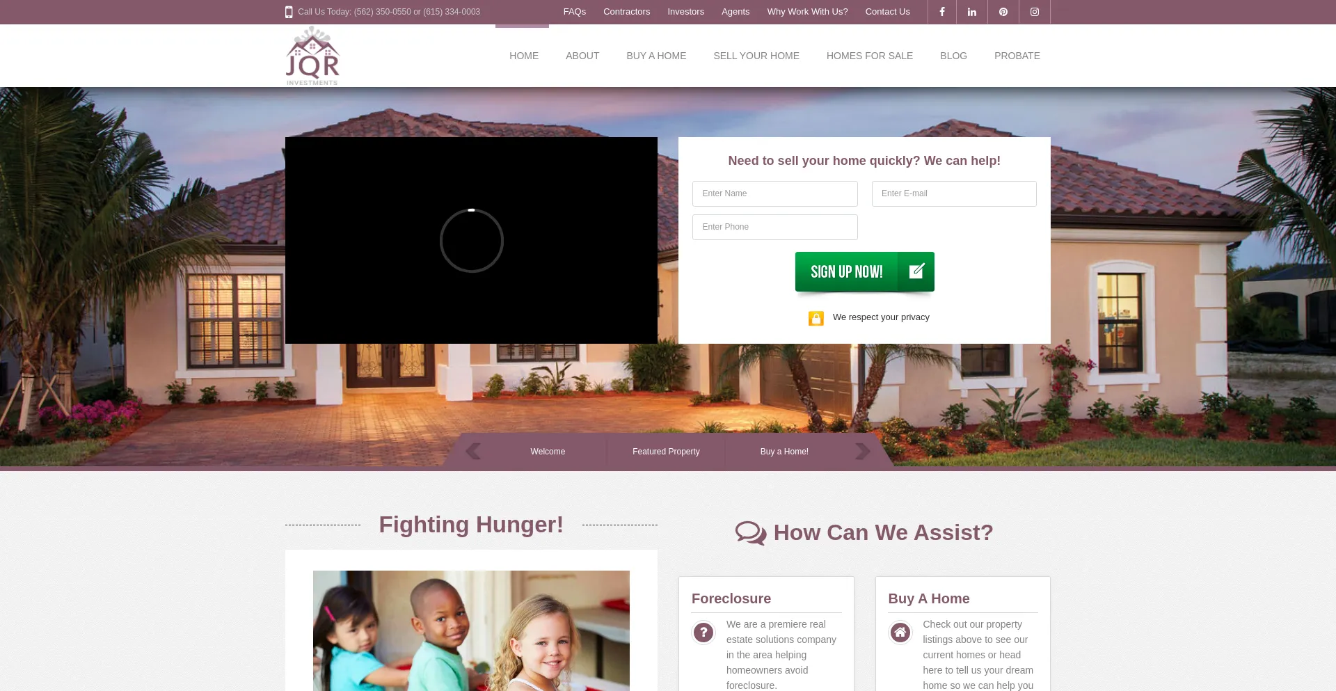 Website screenshot of Jqrinvestments.com