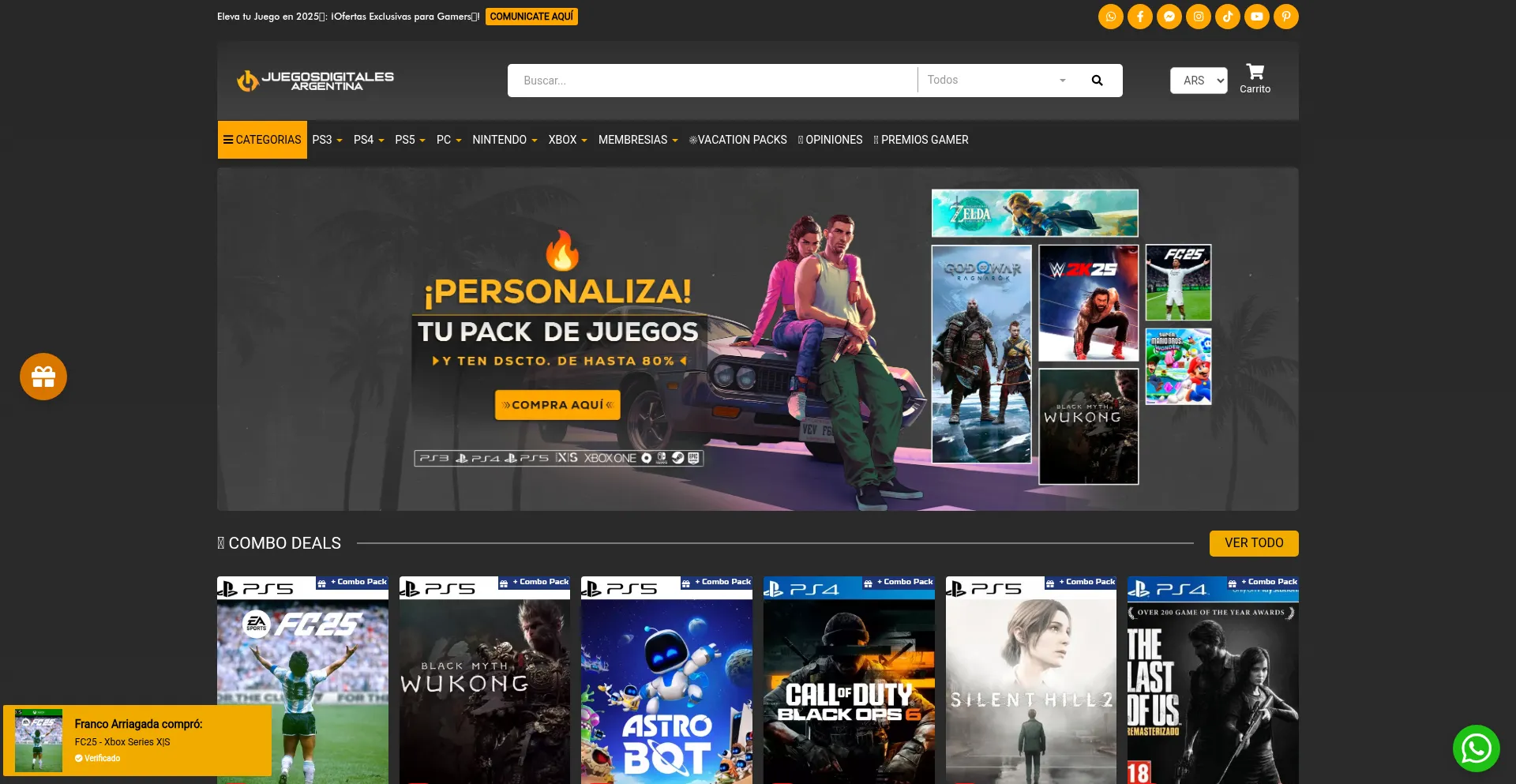 Website screenshot of Juegosdigitalesargentina.com